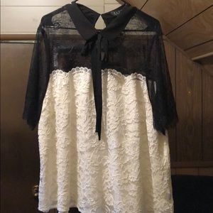 Eloqui black and white lace blouse